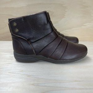 Skechers Womens Leather Baggy Ankle Boots Side Zip Brown 49200 Size 7.5